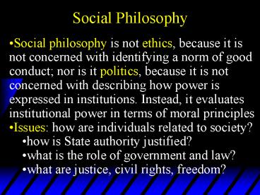 Social Philosophy