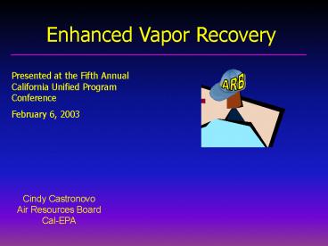 ENHANCED VAPOR RECOVERY
