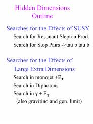 Hidden Dimensions Outline