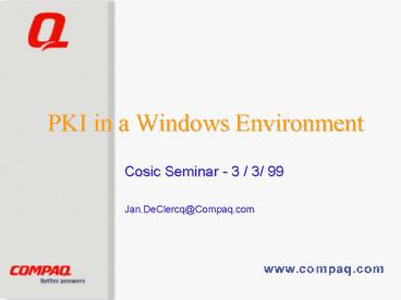 PKI in a Windows Environment