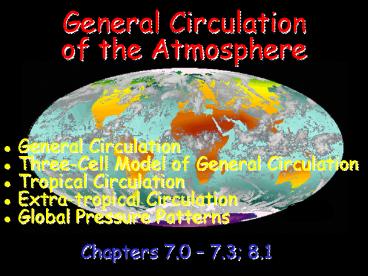General Circulation of the Atmosphere