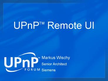 UPnPTM Remote UI