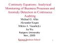 Continuity Equations: Analytical Monitoring of Business Processes and Anomaly Detection in Continuou PowerPoint PPT Presentation