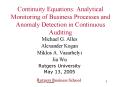 Continuity Equations: Analytical Monitoring of Business Processes and Anomaly Detection in Continuou PowerPoint PPT Presentation