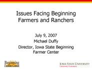 Issues Facing Beginning Farmers and Ranchers