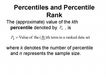 Percentiles and Percentile Rank