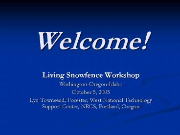 Living Snowfence Workshop