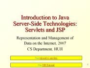 Introduction to Java Server-Side Technologies: Servlets and JSP