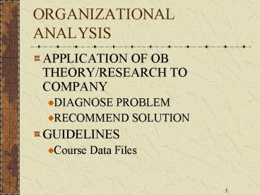 ORGANIZATIONAL ANALYSIS