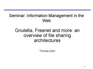 Seminar: Information Management in the Web