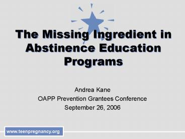 The Missing Ingredient in Abstinence Education Programs