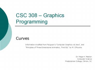 CSC 308 Graphics Programming