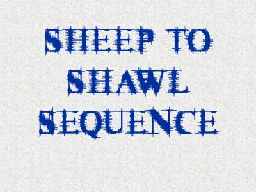 SHEEP TO SHAWL SEQUENCE