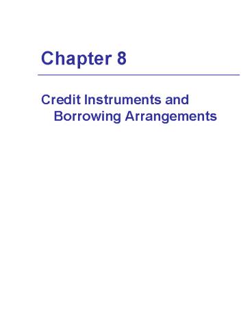 Credit Instruments and Borrowing Arrangements
