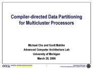 Compiler-directed Data Partitioning for Multicluster Processors