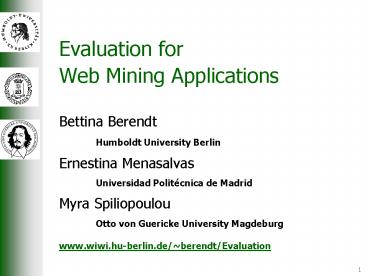 Evaluation for Web Mining Applications
