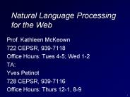Natural Language Processing for the Web