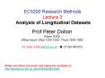 EC5200 Research Methods Lecture 3 Analysis of Longitudinal Datasets PowerPoint PPT Presentation