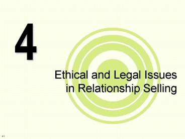 Ethical and Legal Issues in Relationship Selling