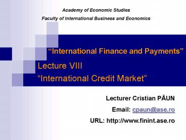 International Finance and Payments