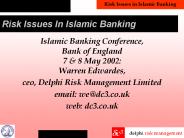 Risk Issues In Islamic Banking