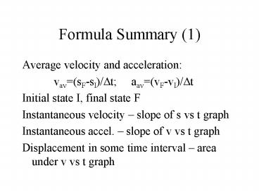 Formula Summary 1