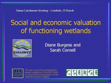 Social and economic valuation of functioning wetlands