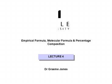 Empirical Formula, Molecular Formula