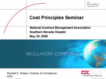 Cost Principles Seminar