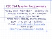 CSC 224 Java for Programmers