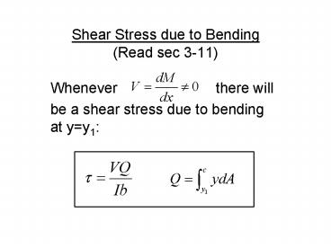 Shear Stress due to Bending Read sec 311