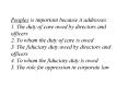 Peoples is important because it addresses: 1' The duty of care owed by directors and officers 2' To PowerPoint PPT Presentation