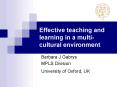 Effective teaching and learning in a multicultural environment PowerPoint PPT Presentation
