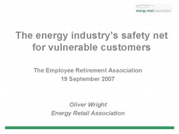 The energy industrys safety net for vulnerable customers