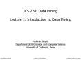 ICS 278: Data Mining Lecture 1: Introduction to Data Mining PowerPoint PPT Presentation