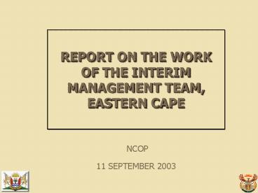 REPORT BY THE INTERIM MANAGEMENT TEAM