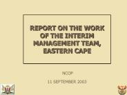 REPORT BY THE INTERIM MANAGEMENT TEAM