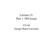 Lecture 10:  Part 1: OO Issues