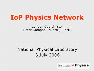 IoP Physics Network