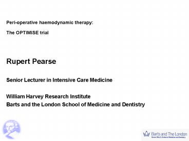 Perioperative haemodynamic therapy: