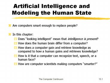 Artificial Intelligence and Modeling the Human State