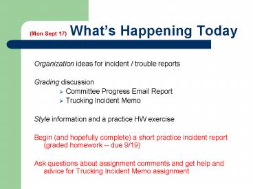 Mon Sept 17 Whats Happening Today