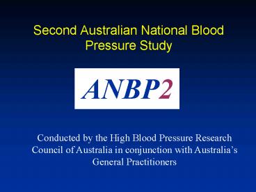 Second Australian National Blood Pressure Study