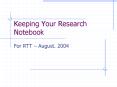 Keeping Your Research Notebook PowerPoint PPT Presentation