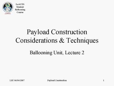 Payload Construction Considerations