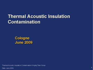 Thermal Acoustic Insulation Contamination