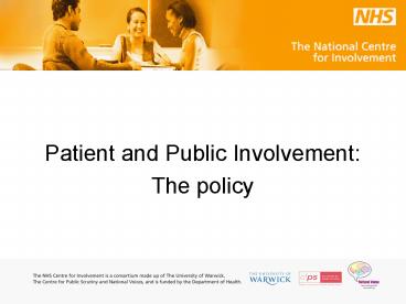 Patient and Public Involvement: