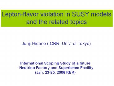 Leptonflavor violation in SUSY models