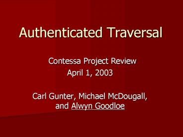 Authenticated Traversal