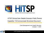 HITSP Clinical Note Details Extension Public Review